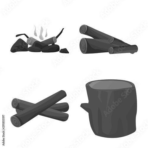 Isolated object of forest and hardwood logo. Set of forest and logging vector icon for stock.