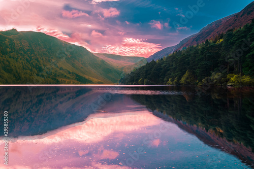 Quadro em tela Beautiful mountain lake.Upper lake. Glendalough,Ireland