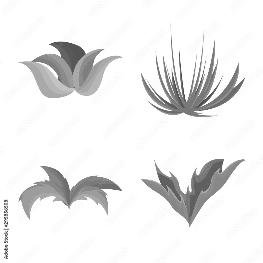 Vector design of foliage and floral sign. Collection of foliage and summer stock symbol for web.