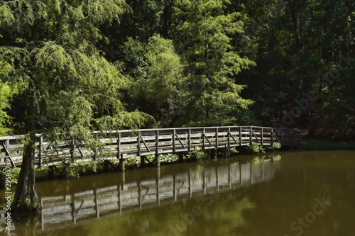 Wooden bridge at the Dan Nicholas State Park in North Carolina.