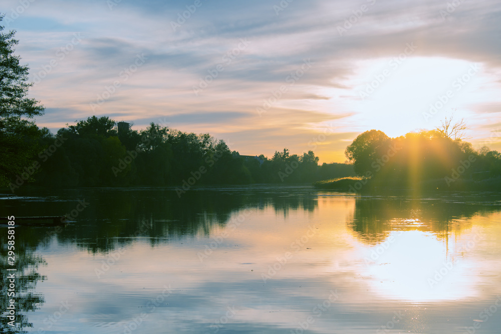 sunset over the lake