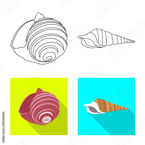 Vector illustration of animal and decoration sign. Collection of animal and ocean vector icon for stock.