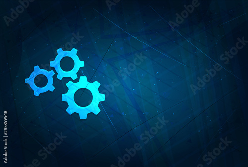 Settings gears icon futuristic digital abstract blue background