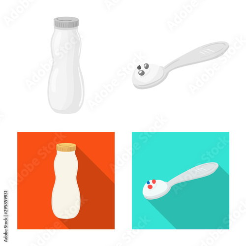 Vector design of organic and lactose logo. Set of organic and farm stock vector illustration.