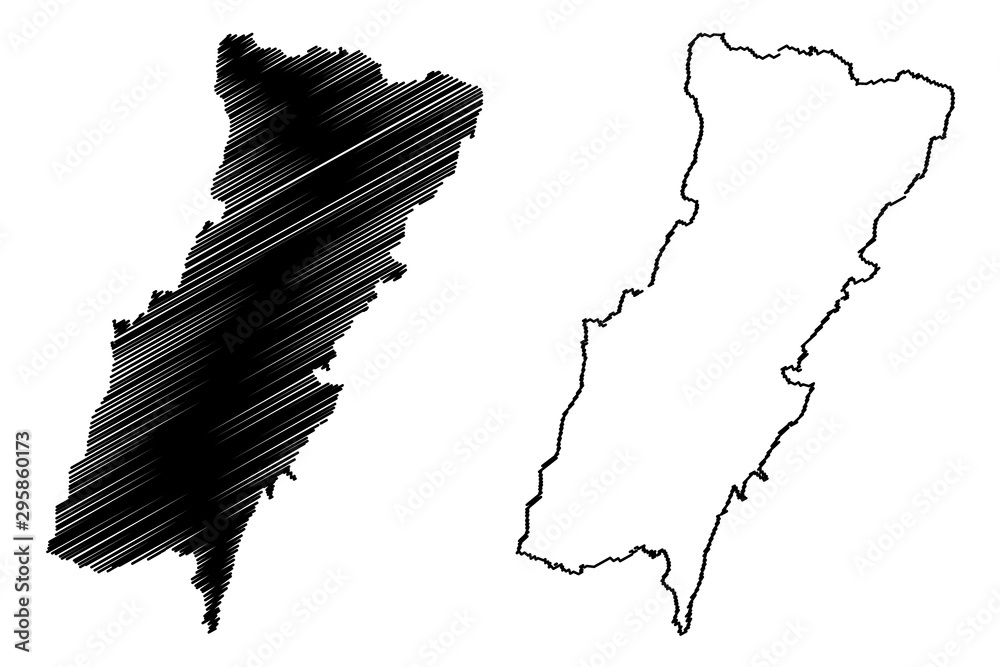 Mount Lebanon Governorate (Lebanese Republic, Governorates of Lebanon) map vector illustration, scribble sketch Mount Lebanon map.. Mount Lebanon Governorate (Lebanese Republic, Governorates of Lebanon) map vector illustration, scribble sketch Mount Lebanon map..