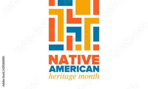 Native American Heritage Month in November. American Indian culture. Celebrate annual in United States. Tradition pattern. Poster, card, banner and background. Vector ornament, illustration