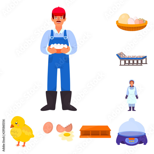 Vector illustration of farm and poultry symbol. Set of farm and agriculture stock vector illustration. © Svitlana