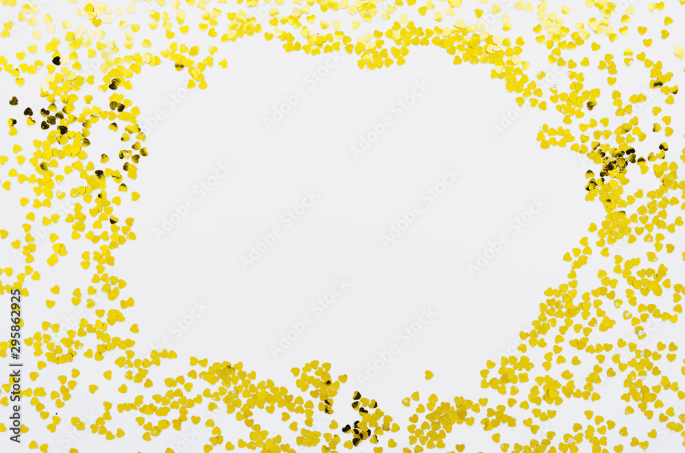 Golden confetti frame with copy space Golden confetti frame with copy space