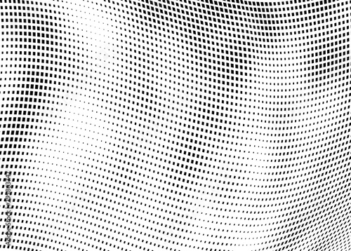 Abstract halftone of dots background. Monochrome texture of waves of dots black on white. Poster pop art