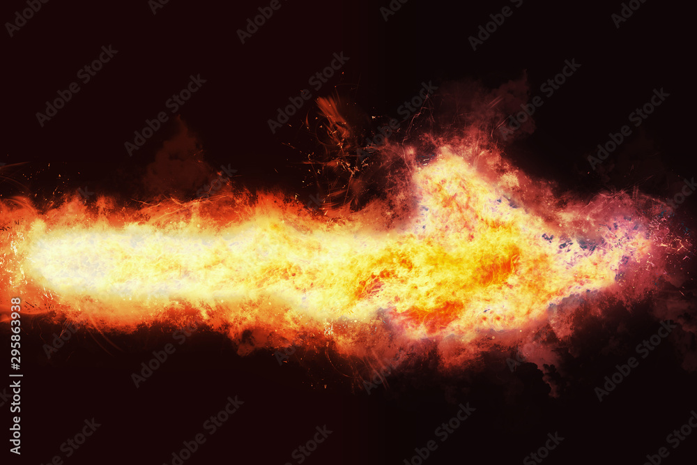 hot gas flame on black background