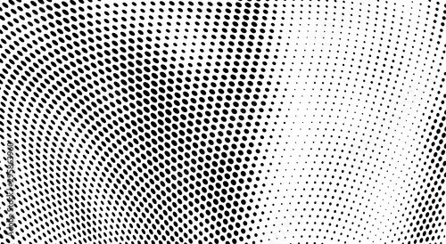 Abstract halftone of dots background. Monochrome texture of waves of dots black on white. Poster pop art