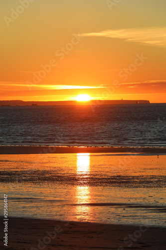 Photographie Beauty sunset view from beach in Saint Malo,  Brittany, France
