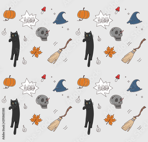 Funny cartoon Halloween autumn seamless texture. Pattern.