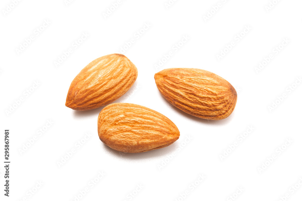 Fresh almond isolated on white background. Food and healthy concept