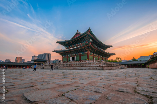 Geunjeongjeon, the Throne Hall at the Gyeongbokgung Palace, the main royal palace of the Joseon dynasty on Jun 19, 2019 in Seoul city, South Korea photo