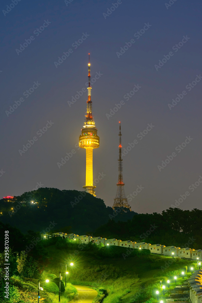 Scenic most beautiful night on Mount Namsan N-SEOUL TOWER South Korea