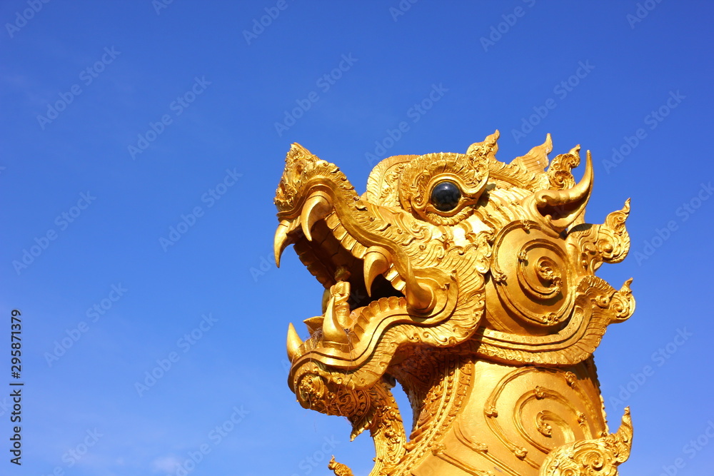 the legendary Thai lion statue of the Himalayan forest