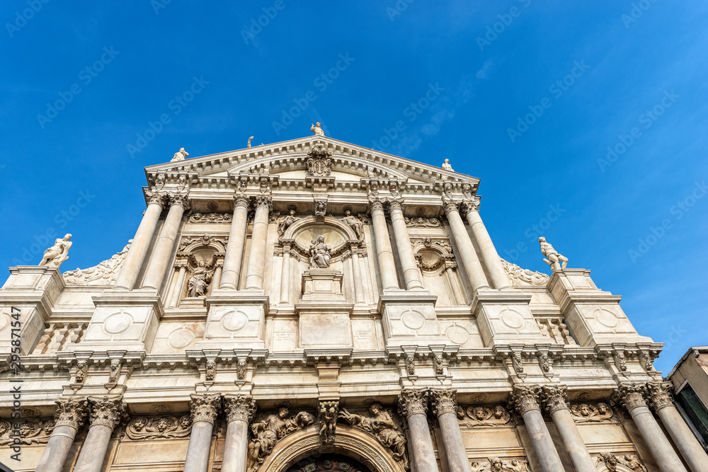 Venice, facade of the church of Santa Maria di Nazareth or degli Scalzi in baroque style. UNESCO world heritage site, Veneto, italy, Europe