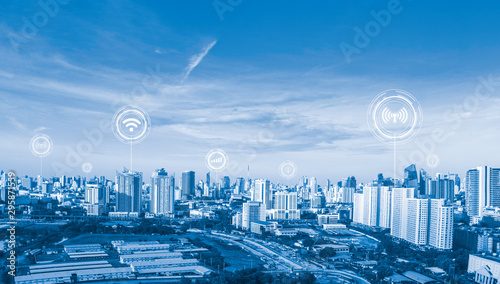 icons wifi  internet  communication   of technology for smart city conceptual
