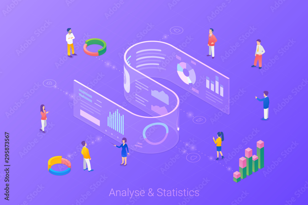 Analyse Statistics Big Data Charts Diagrams Isometric Flat vector ...