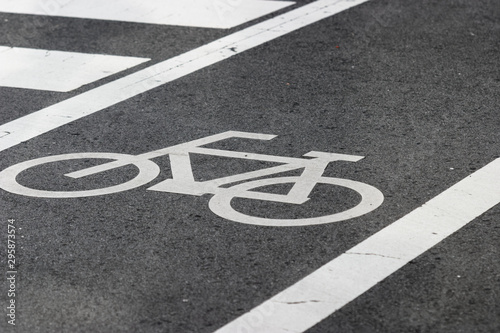 Japanese bicycle pictogram with crosswalk road © makoto sato