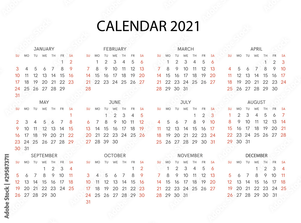 Russian simple black calendar 2021 vector with holidays Russian simple black calendar 2021 vector with holidays