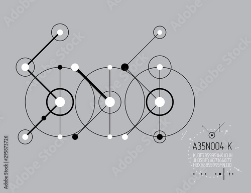 Engineering technology vector wallpaper made with circles and lines. Technical drawing abstract background. Art graphic illustration.