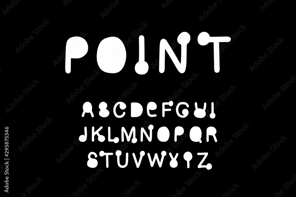 Obraz premium Point hand drawn vector type font in cartoon comic style