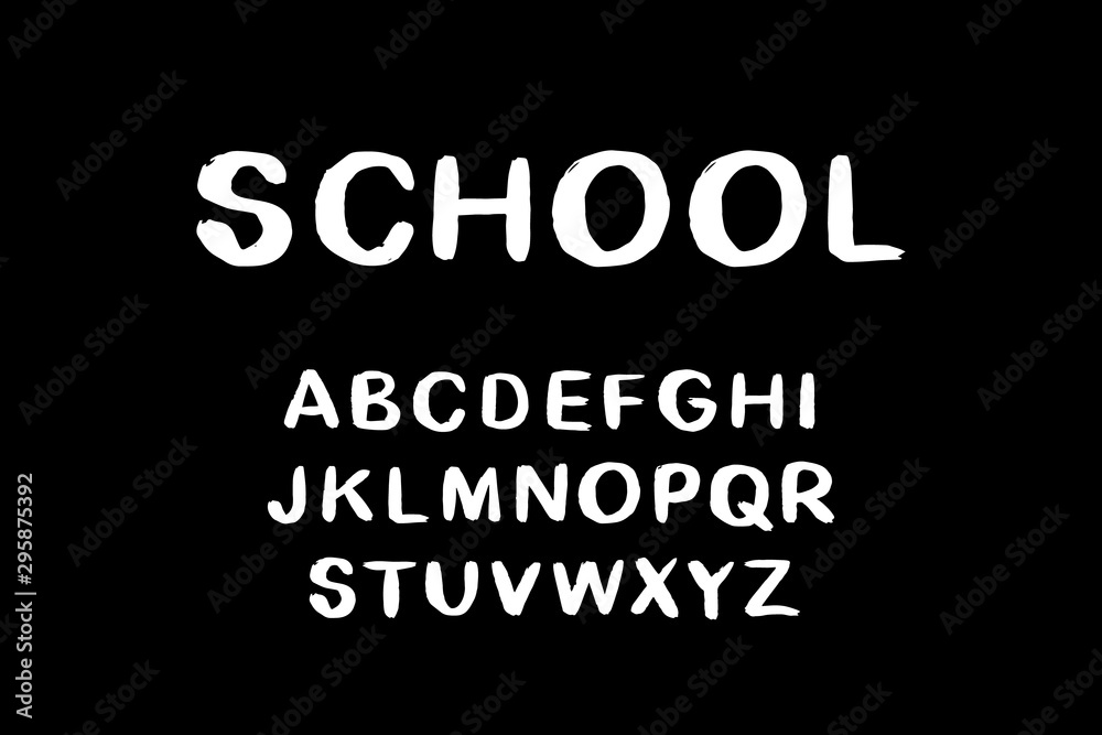 School hand drawn vector type font in cartoon comic style lettering chalk