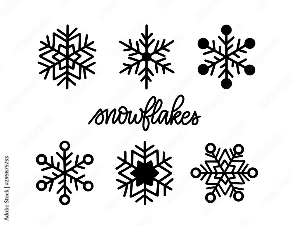 Doodle vector snowflake icons winter Christmas set Doodle vector snowflake icons winter Christmas set