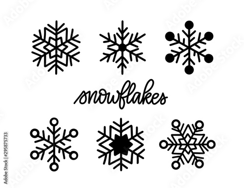 Doodle vector snowflake icons winter Christmas set