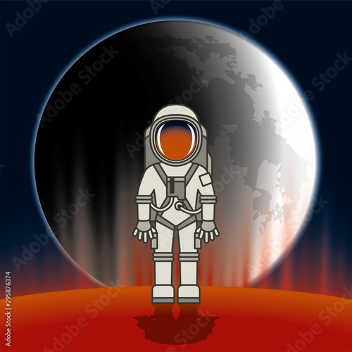 Astronaut steht auf Mars