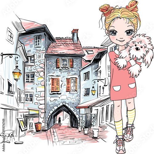 Vector baby girl in Ancy