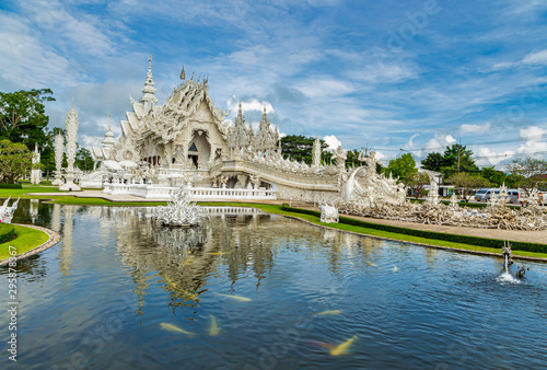 Beautiful white temple, Wat Rongkhum, in chiangrai, the northern Thailand photo