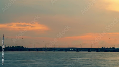 Time lapse the bridge Rain cloud. photo