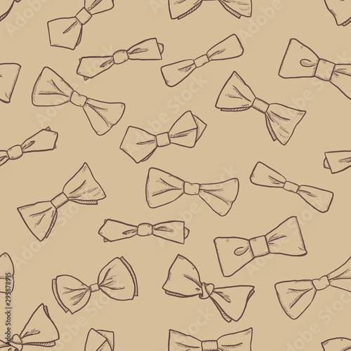 Vector Sketch Seamless Pattern of Bow Ties