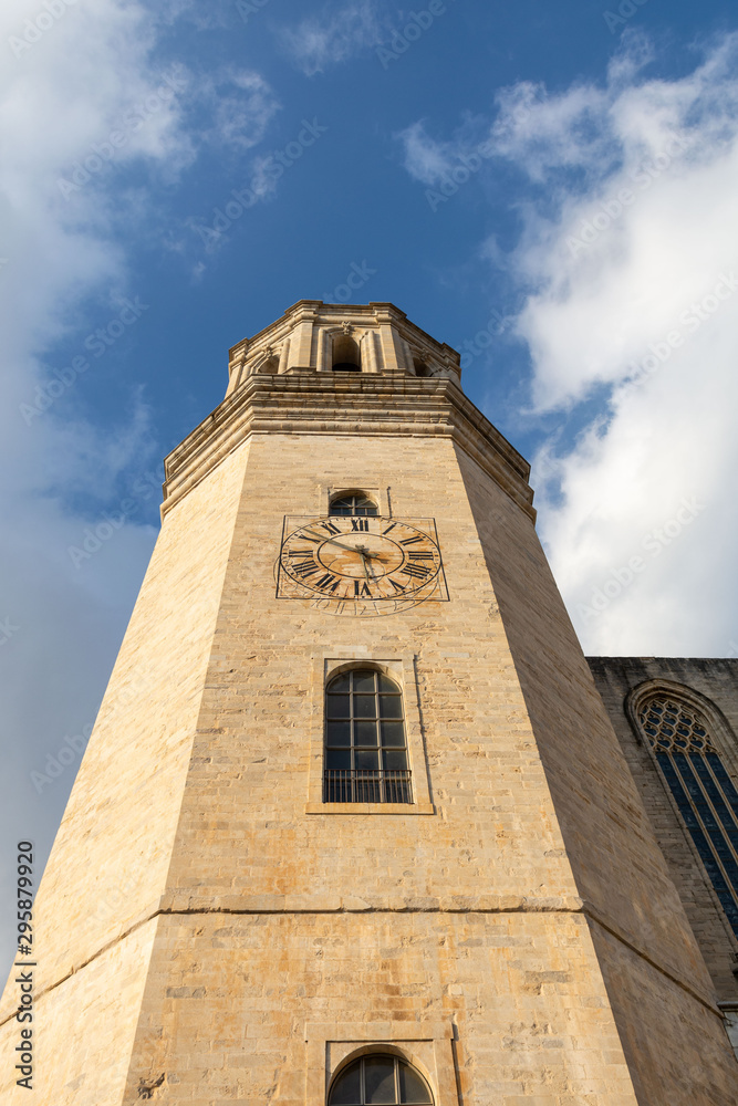 Clock tower in historical centre of Girona,Spain