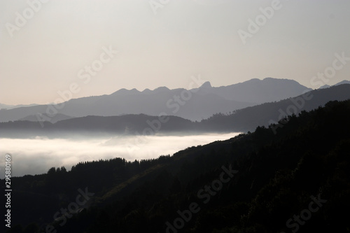 Basque mountains in a foggy day