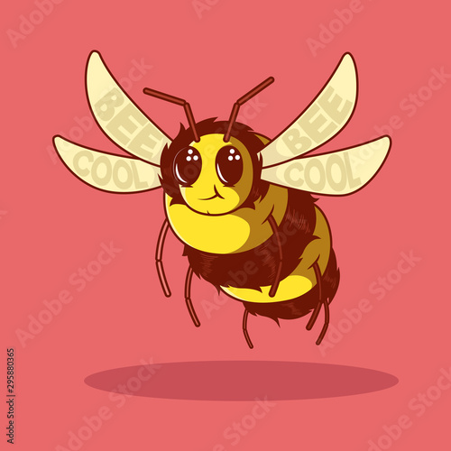 Bee character lettering vector illustration. Motivation, inspiration, cool design concept