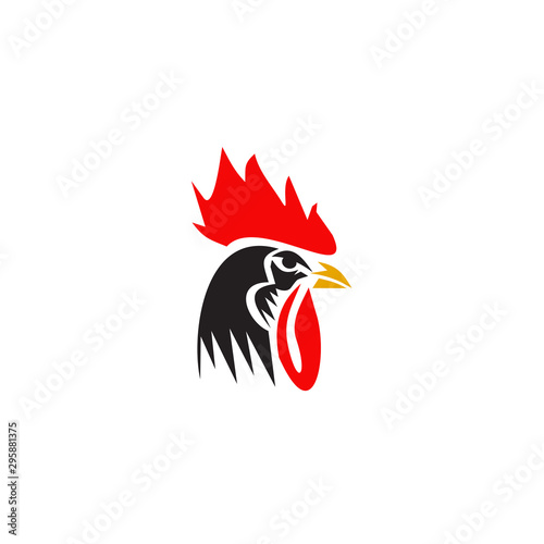 Valokuvatapetti Fighter chicken logo design vector template