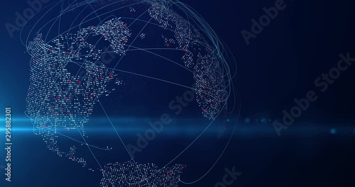 Vernetzte Erde 02 mit Verbindungslinien, Roten Punkten, Flares und HG