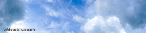 Panorama of Large white clouds in the blue sky