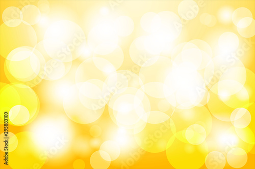 Blurred bright abstract bokeh on yellow background. Vector illustration.