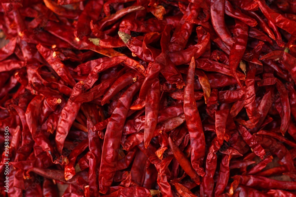 Close Up Dried Red Chillies Background.