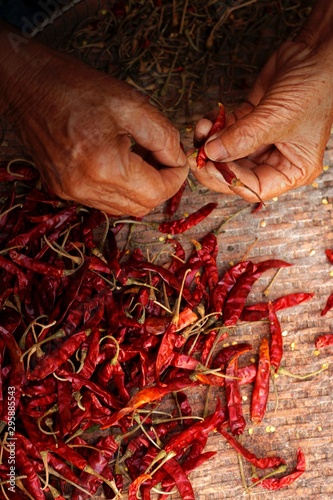 Close Up Dried Red Chillies Background.