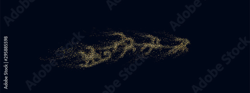 Santa flies over night sky stars background, vector illustration