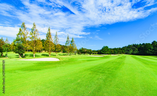 Image of management : landscape of Japanese golf scene in fairway ( safety area )