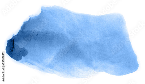 Abstract watercolor background hand-drawn on paper. Volumetric smoke elements. Blue color. For design, web, card, text, decoration, surfaces.