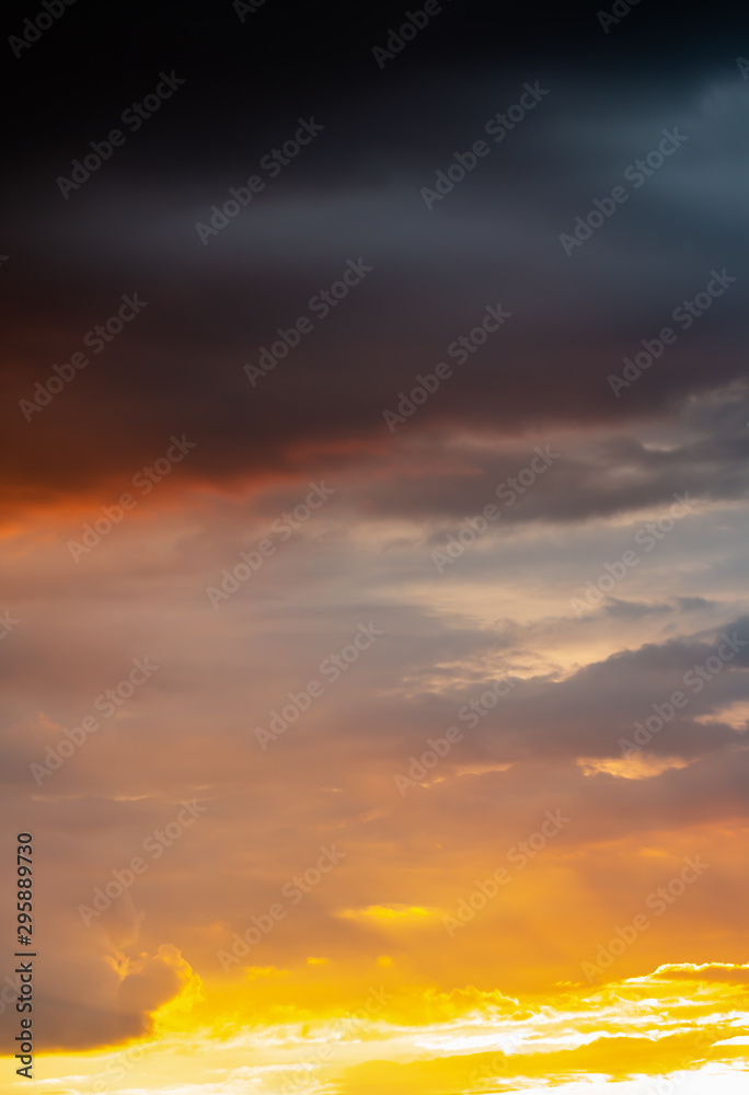 Colorful dramatic sky in evening