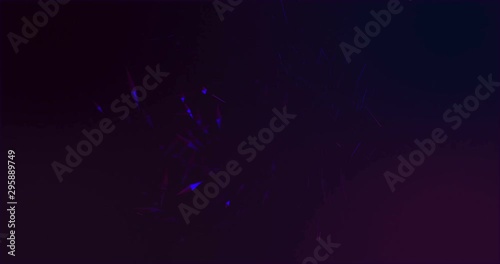 Abstract video of colored quartz crystals with spikes and polygonal elements that arise from the dark background. Birth of crystal elements from an abstract background. Geometric scifi wallpaper